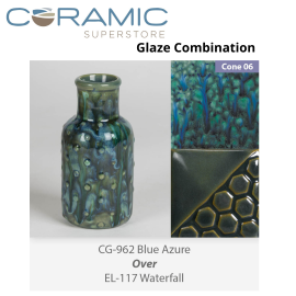 Blue Azure - CG962 over Waterfall - EL117 Glaze Combination